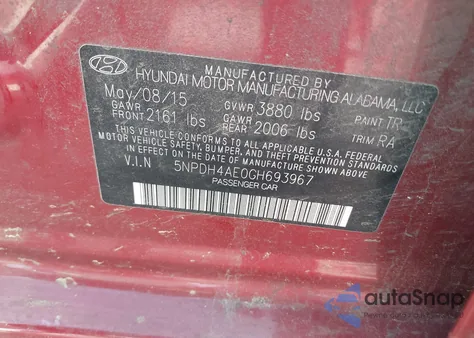 2016 Hyundai Elantra Se из США, поврежденный, VIN 5NPDH4AE0GH693967